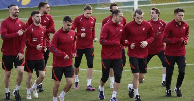 Turkey national team players attend a training session, Porto, Portugal, March 21, 2022. (AA Photo)