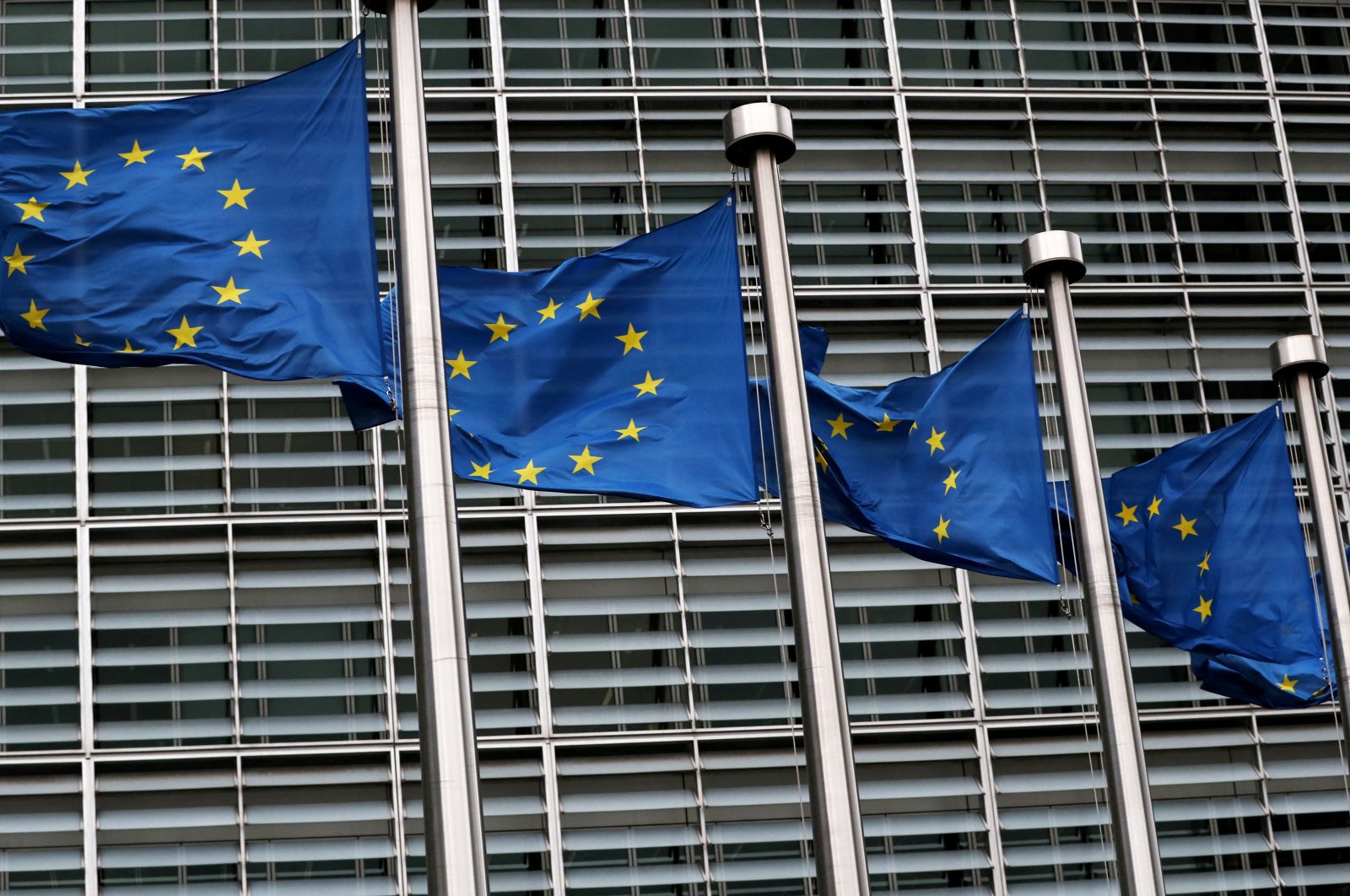 European Union flags fly outside the European Commission headquarters in Brussels, Belgium, March 6, 2019. (Reuters Photo)