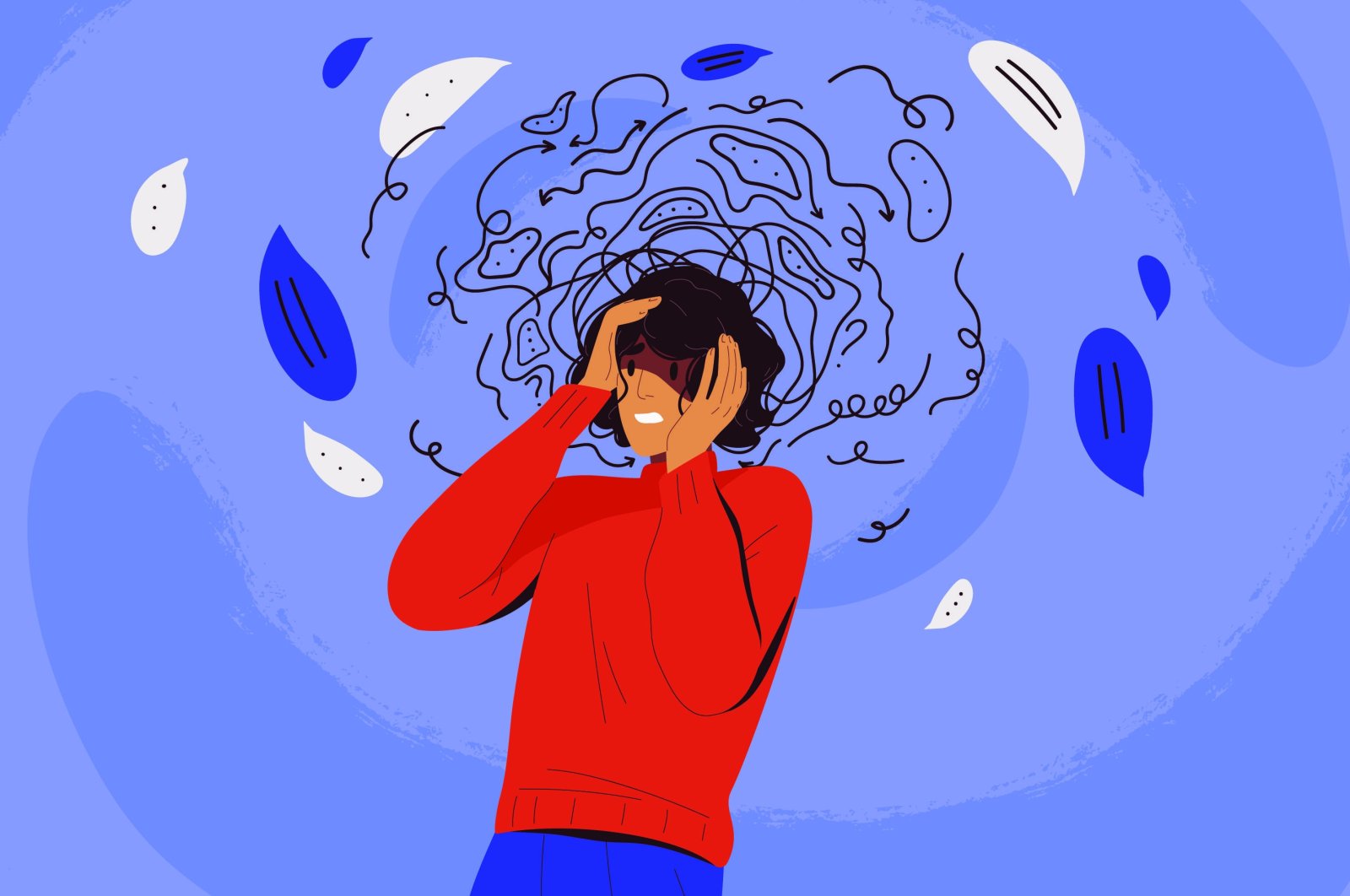 An illustration of a person suffering from overthinking. (Shutterstock Photo)
