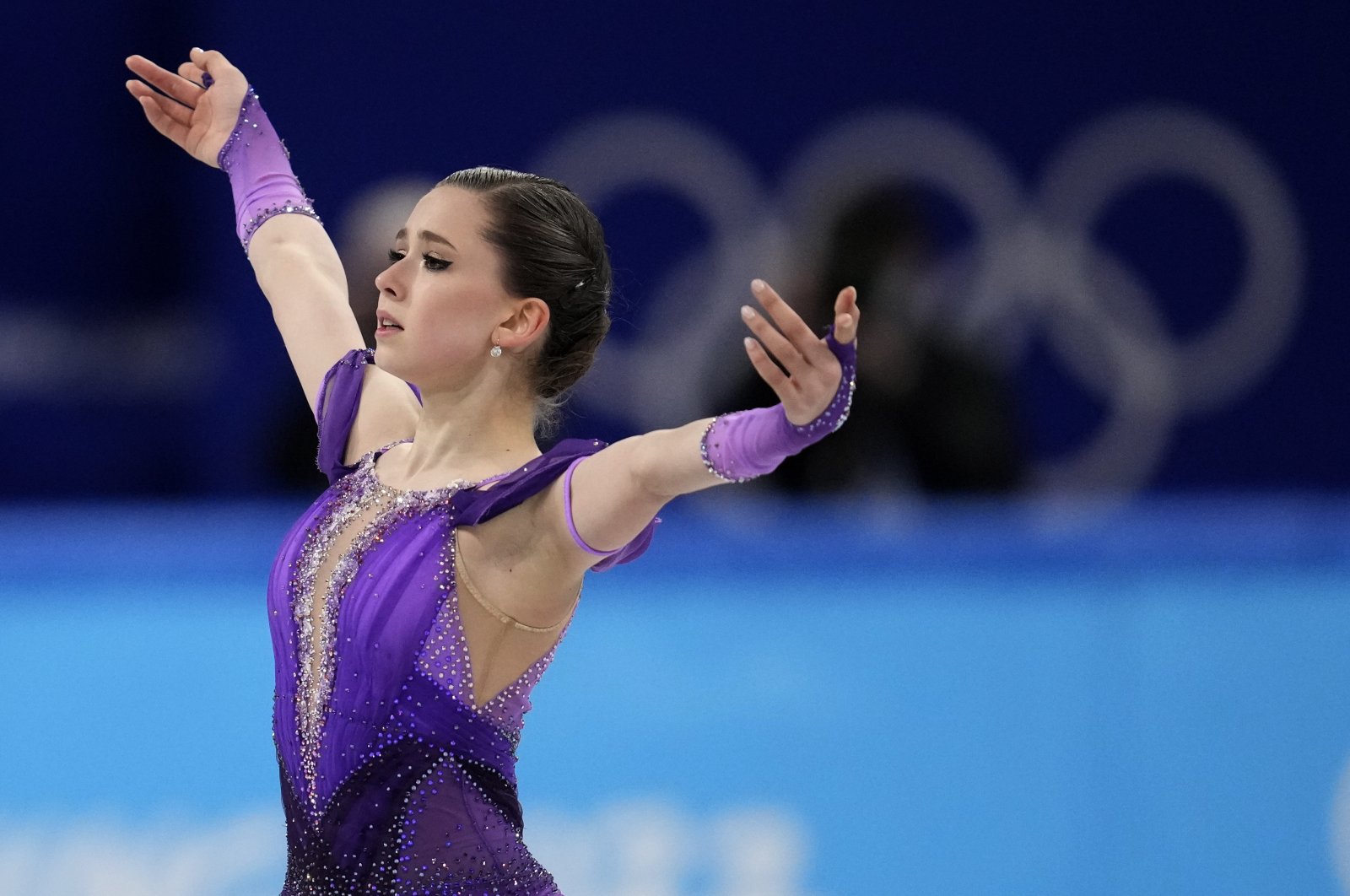 Russia&#039;s Kamila Valieva in action at the 2022 Winter Olympics, Beijing, China, Feb. 15, 2022. (AP Photo)