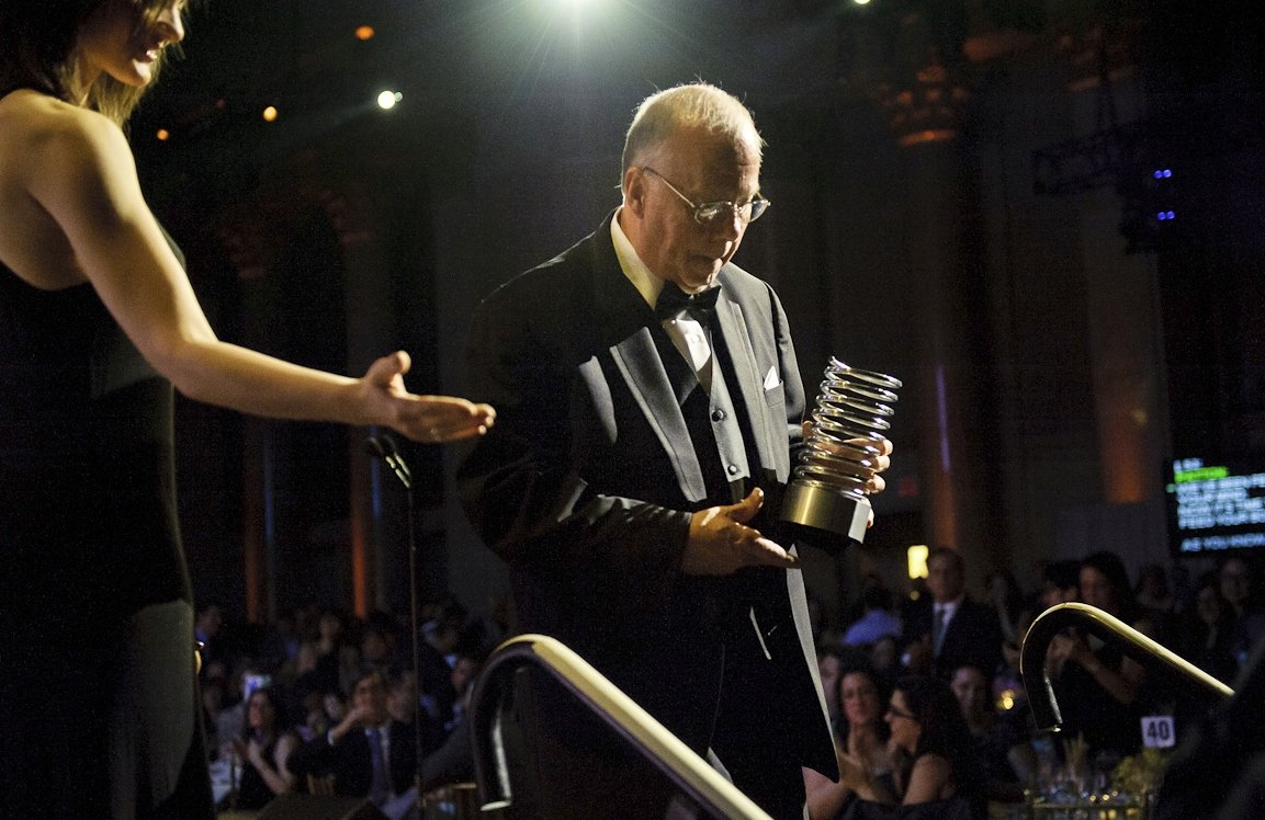 Stephen Wilhite accepts his Webby lifetime achievement award on May 2013 in New York.     (Webby Awards via AP)