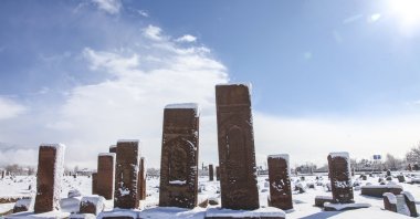 Ahlat Seljuk Meydan Cemetary is now covered in snow, Bitlis, Turkey, March 11, 2022. (AA Photo)