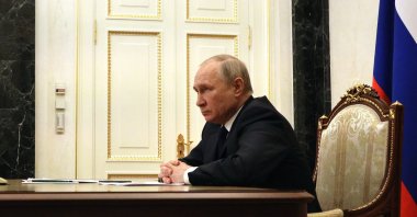 Russian President Vladimir Putin attends a videoconference meeting with government members at the Kremlin in Moscow, Russia, March 10, 2022. (EPA Photo)