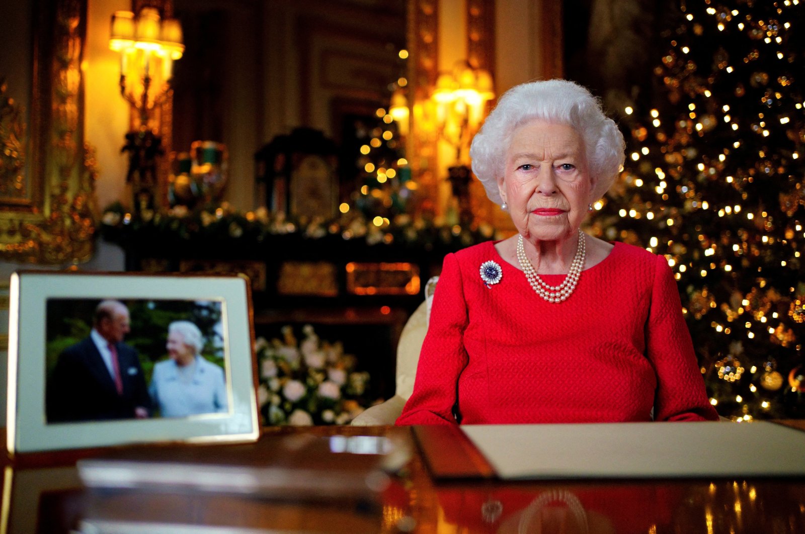 Britain&#039;s Queen Elizabeth records her annual Christmas, in Windsor, Britain, Dec. 23, 2021. (Reuters Photo)