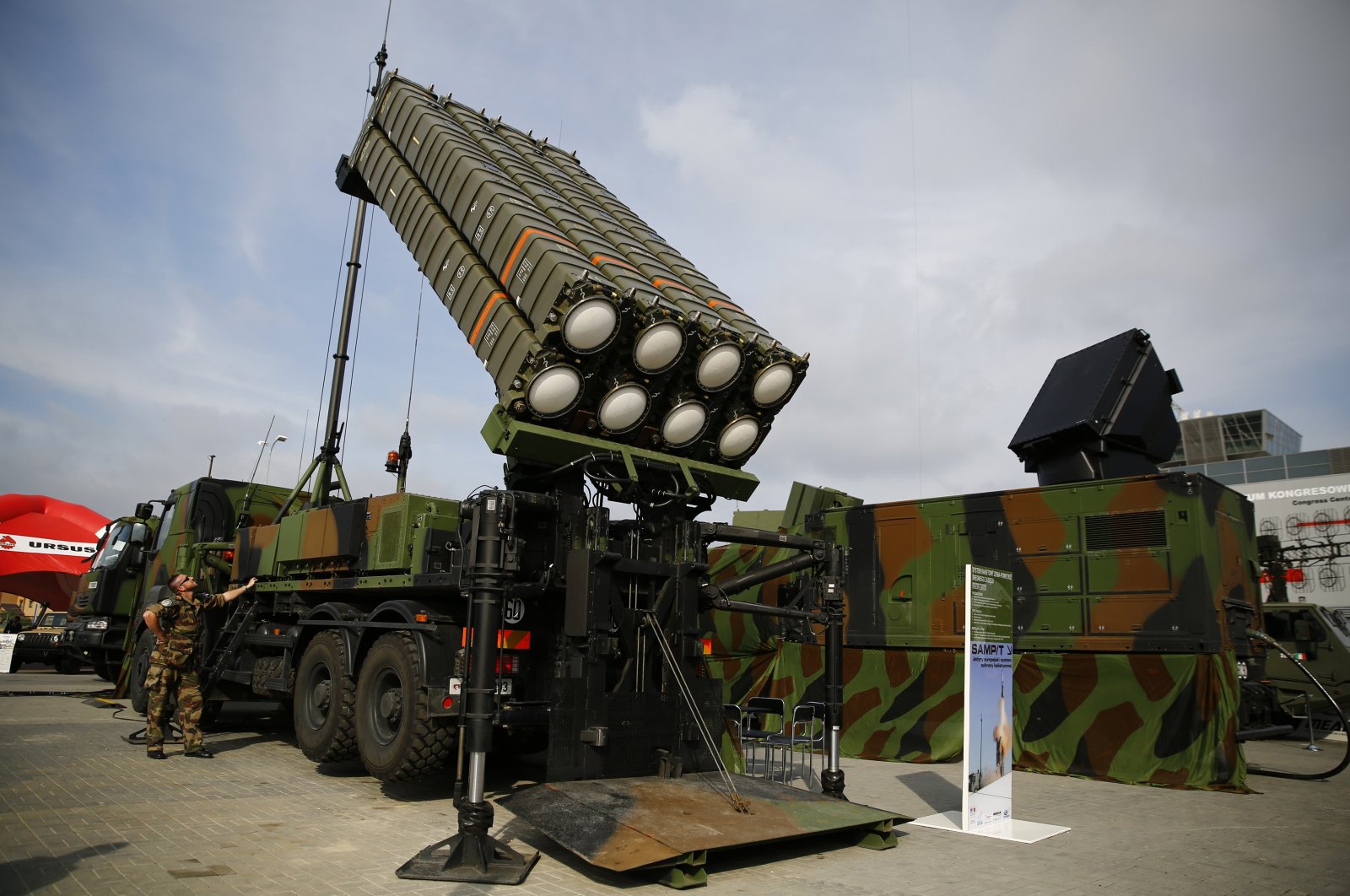 Soldiers present an anti-missile system SAMP/T by Thales at an international military fair in Kielce, southern Poland, Sept. 2, 2014. (Reuters Photo)