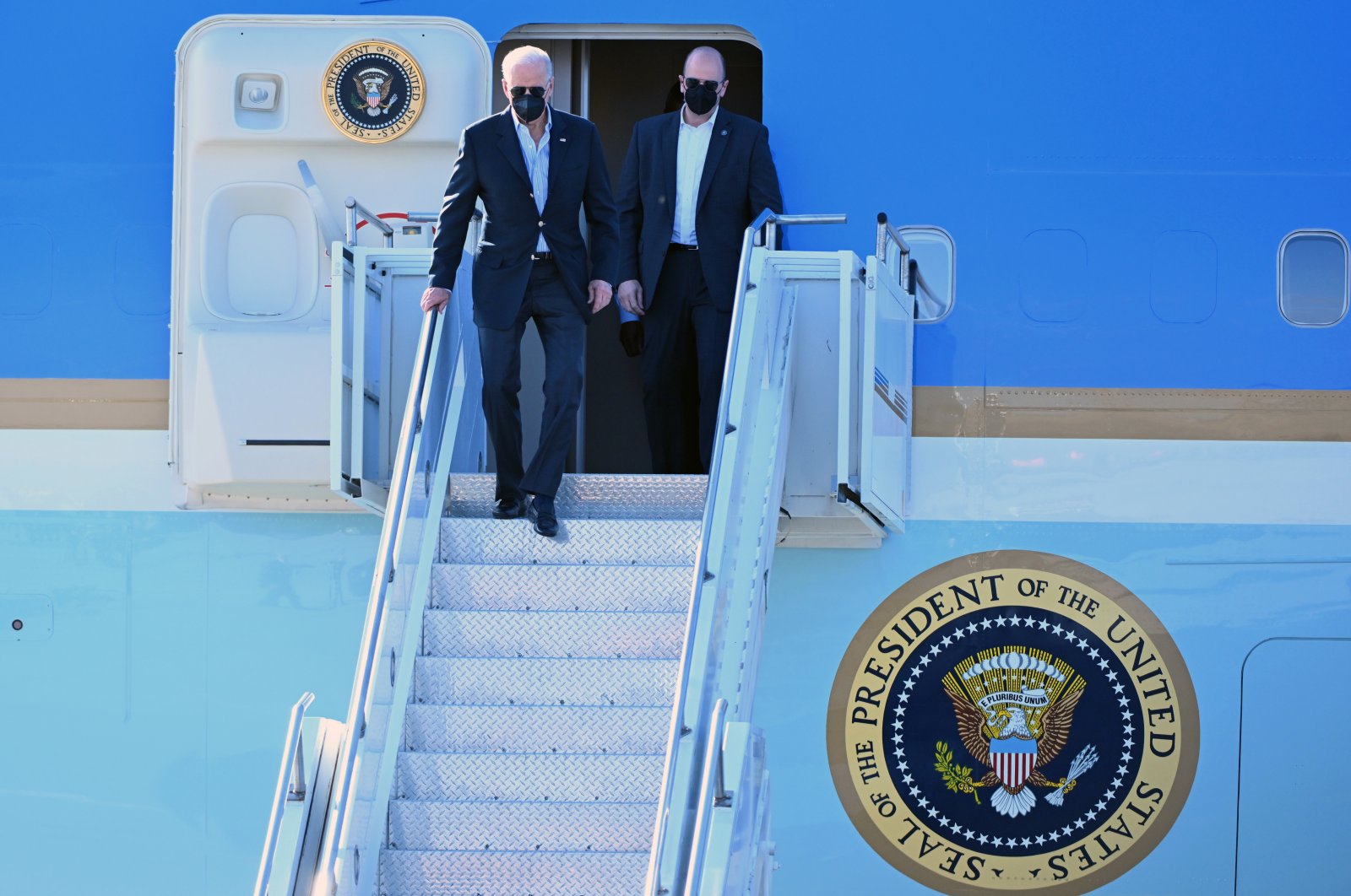 U.S. President Joe Biden arrives at the airport in Jasionka, near Rzeszow, southern Poland, March 25, 2022. (EPA Photo)