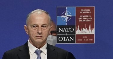NATO Deputy General Secretary Mircea Geoana attends the NATO Foreign Ministers meeting in Riga, Latvia, Nov. 30, 2021. (AP Photo)