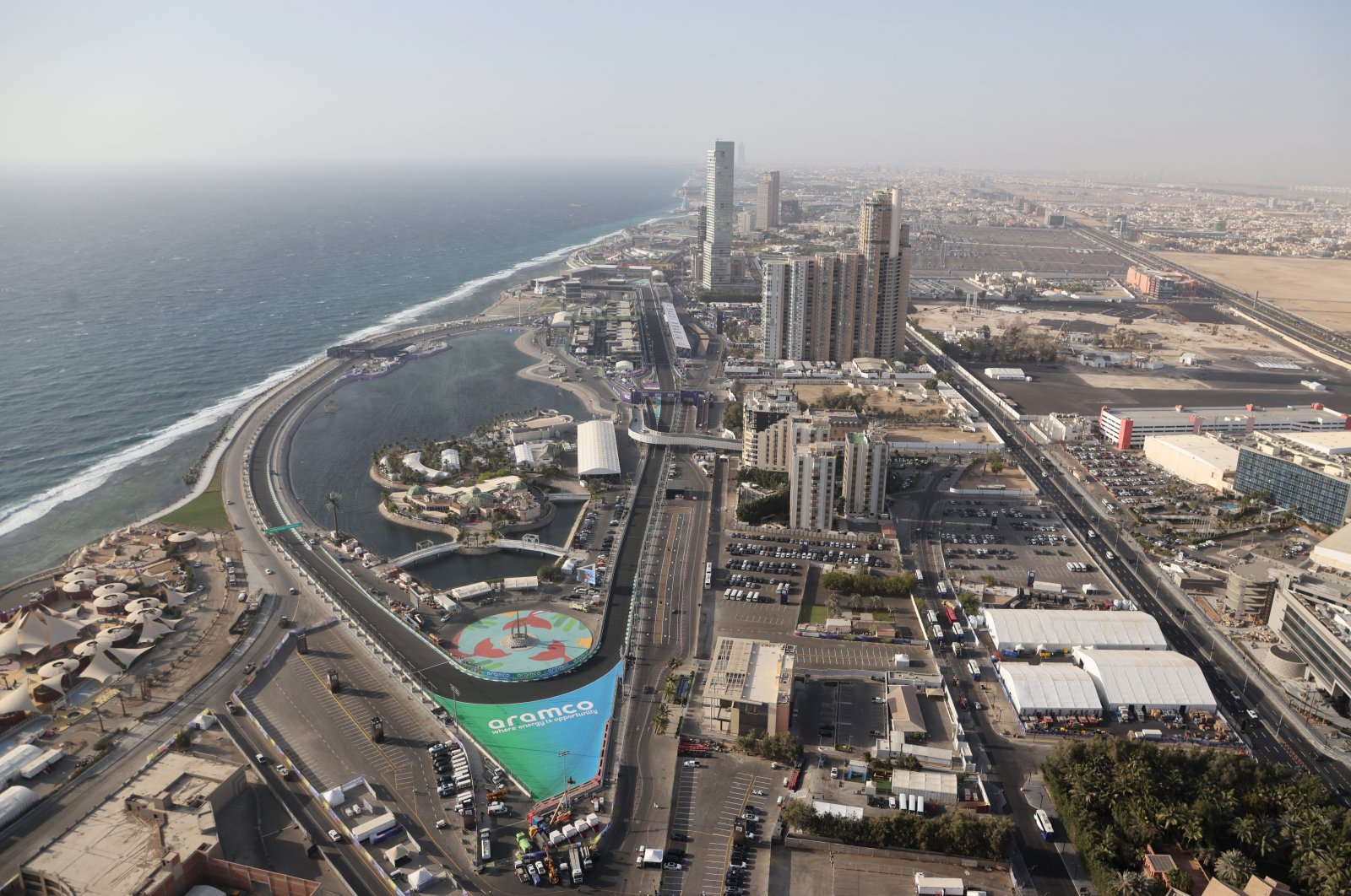 A general view of the Jiddah Corniche Circuit is seen during practice sessions for the Formula One Saudi Arabia Grand Prix, in Jeddah, Saudi Arabia, March 26, 2022. (Reuters Photo)