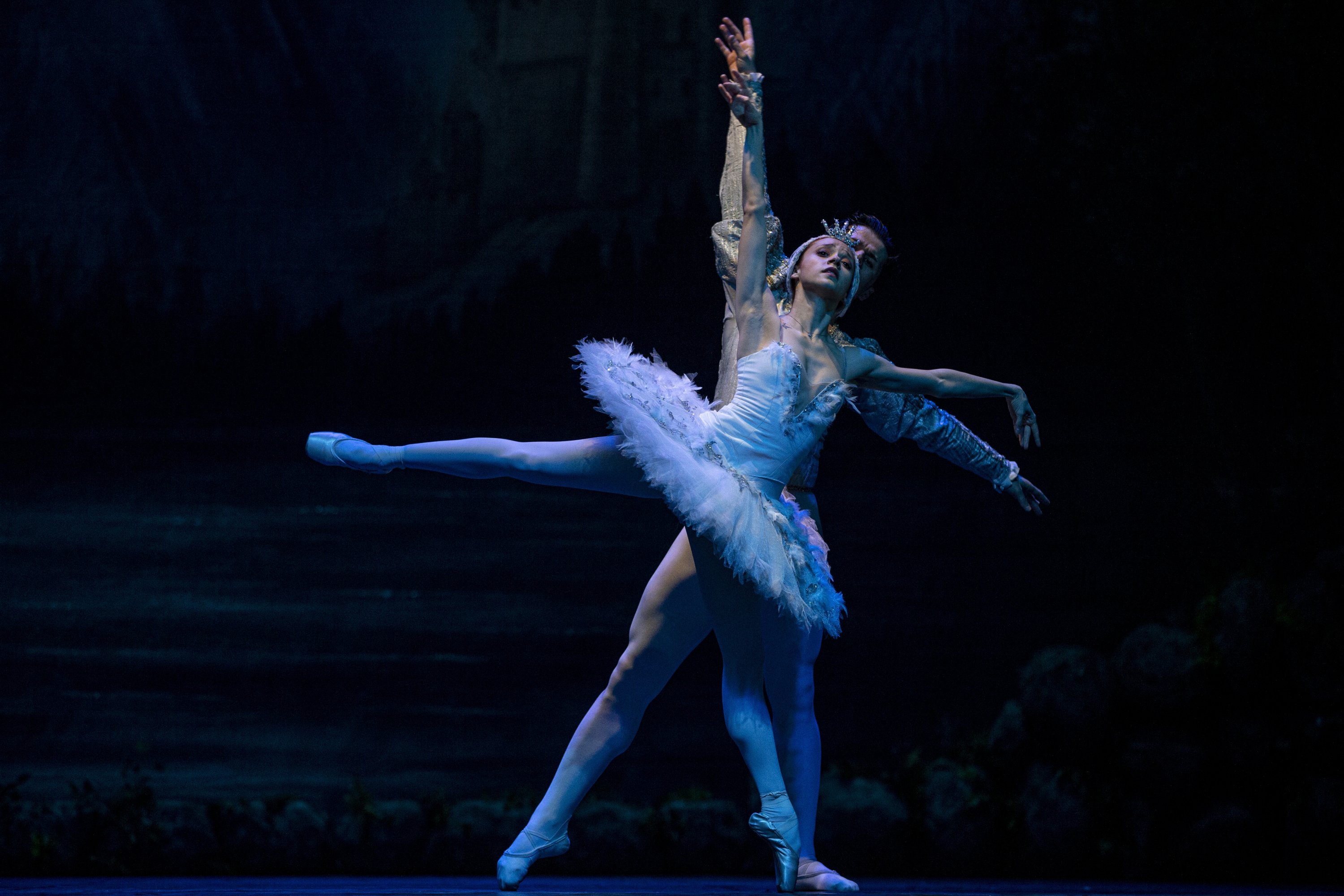 Two ADOB ballet dancers perform “Swan Lake