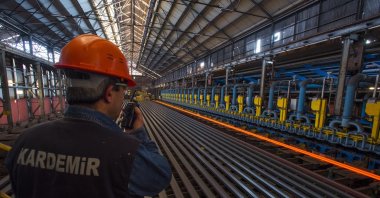 An employee is seen at a factory of iron and steel producer Kardemir in Karabük province, northern Turkey, Turkey, Feb. 11, 2021. (AA Photo)
