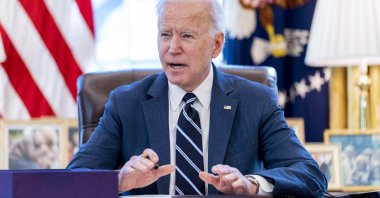 U.S. President Joe Biden speaks before signing the American Rescue Plan, a coronavirus relief package, in the Oval Office of the White House, Washington, March 11, 2021. (AP Photo)