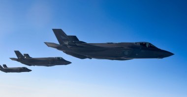 Norwegian F-35 fighter jets fly during NATO exercise "Cold Response" over Norway, March 22, 2022. (AFP Photo)