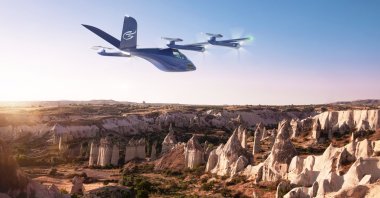 This illustration photo shows a VX4 flying over Cappadocia, Turkey. (Courtesy of Avolon) 