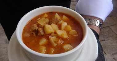 Serving of "kurkaz," which is made of wild yam, Hatay, Turkey, March 29, 2022. (IHA Photo)