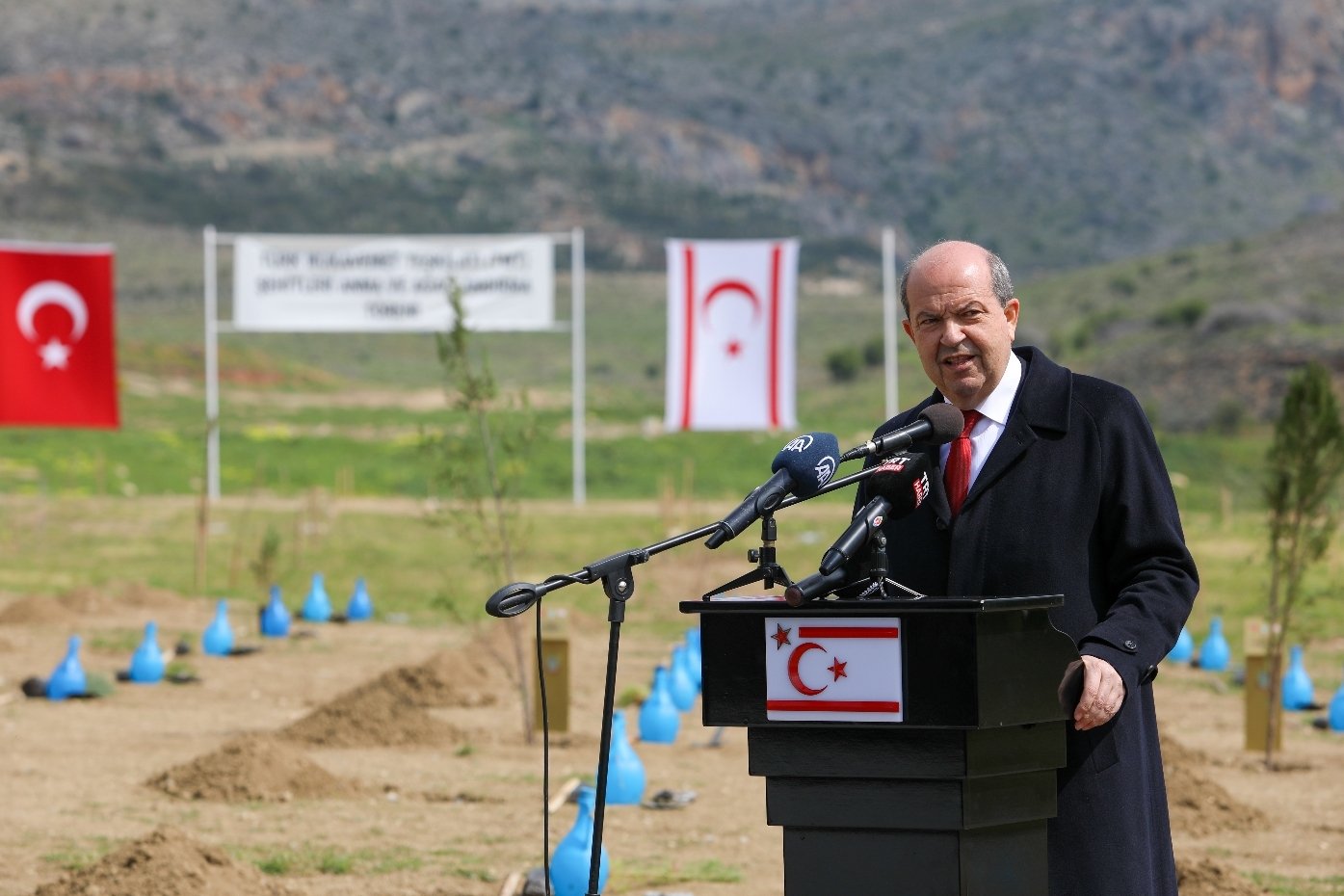 The Turkish Republic of Northern Cyprus&#039;  (TRNC) President Ersin Tatar commemorates the Çanakkale victory, Çanakkale, Turkey, March 18, 2022. (AA Photo)