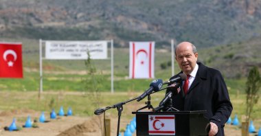 The Turkish Republic of Northern Cyprus'  (TRNC) President Ersin Tatar commemorates the Çanakkale victory, Çanakkale, Turkey, March 18, 2022. (AA Photo)