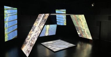 A general view from "Resounding Io," 2019–2022, multichannel sound and video installation. (Courtesy of Arter)