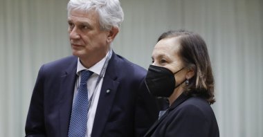 Italian Minister of Interior, Luciana Lamorgese during a Special European home affairs ministers' council on Ukrainian refugees situation in Brussels, Belgium, 28 March 2022. (EPA Photo)