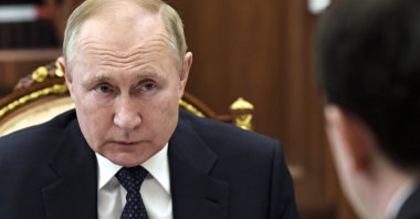 Russian President Vladimir Putin attends a meeting in Moscow, Russia, March 29, 2022. (AP Photo)