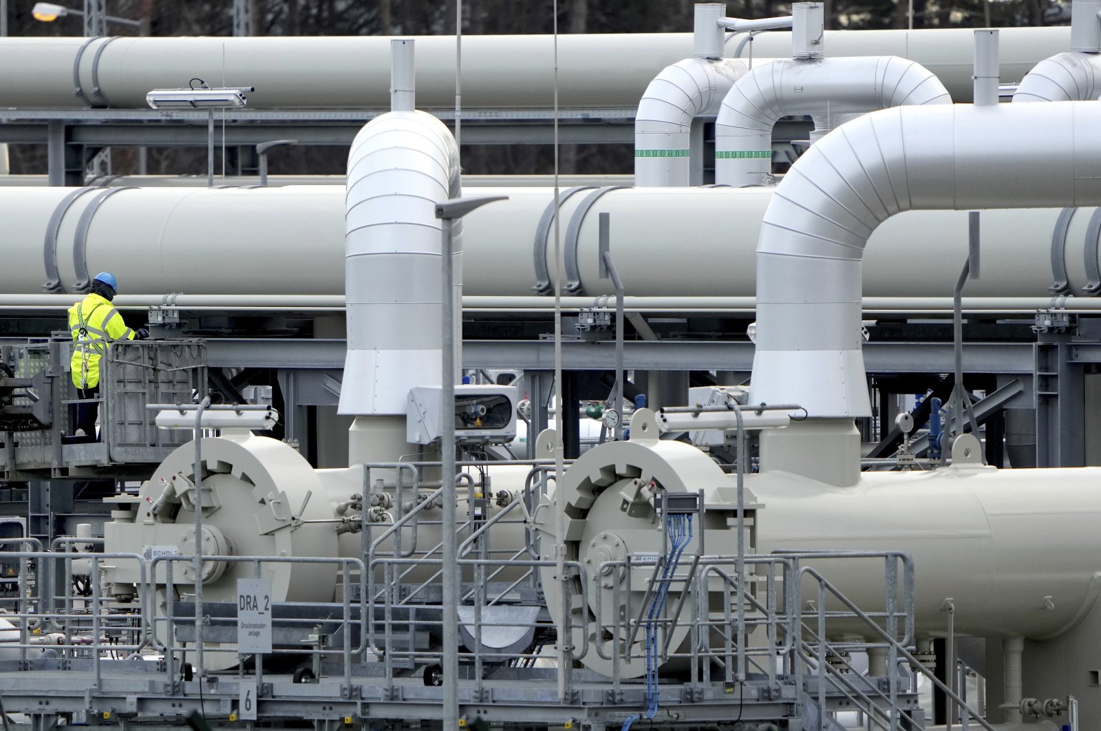 Pipes at the landfall facilities of the Nord Stream 2 gas pipeline pictured in Lubmin, northern Germany, Feb. 15, 2022. (AP Photo)