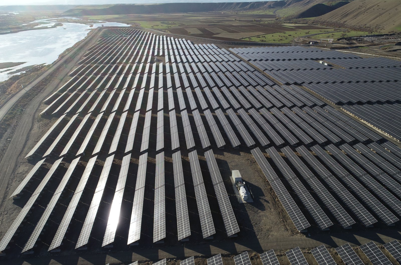 View of a hybrid solar power plant in Bingöl, eastern Turkey, Nov. 10, 2021. (AA PHOTO)