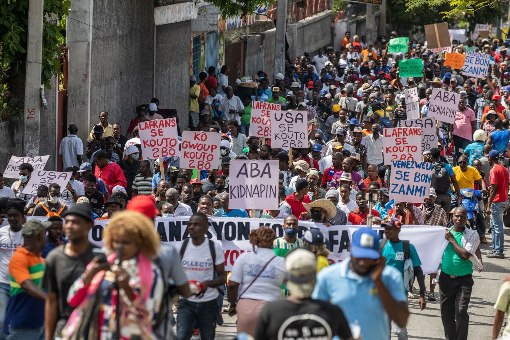 Barricades burnt as Haitians protest against gang violence, kidnappings ...