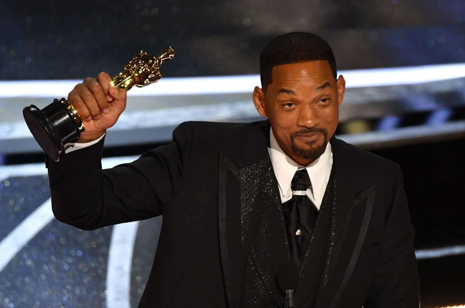 In this file photo taken on March 27, 2022, American actor Will Smith accepts the award for best actor in a leading role for &quot;King Richard&quot; onstage during the 94th Oscars at the Dolby Theater in Hollywood, California, U.S. (AFP Photo)
