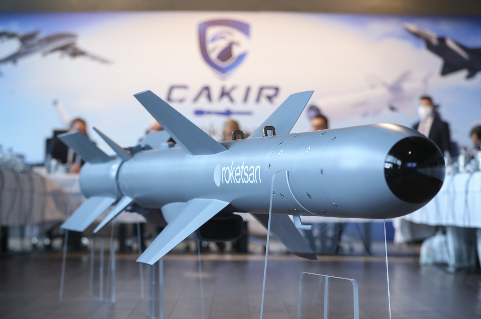 The Çakır new generation cruise missile developed by Roketsan is seen during an event in the capital Ankara, Turkey, March 31, 2022. (AA Photo)