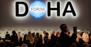 Delegates attend the Doha Forum in Doha, Qatar, March 26, 2022. (AFP Photo)