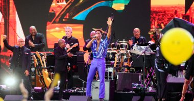 In this file photo, Jon Batiste performs during the &quot;We Love NYC: The Homecoming Concert&quot; in Central Park in New York City, U.S., Aug. 21, 2021. (AFP)