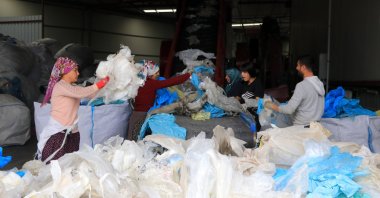 A recycling facility where waste is separated, Adana, Turkey, April 1, 2022. (IHA Photo)