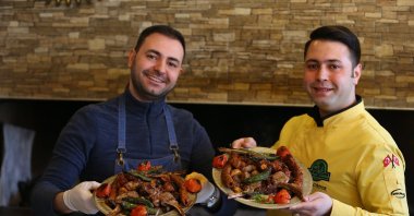 Two kebab chefs of Gaziantep, Turkey, March 31, 2022. (AA Photo)