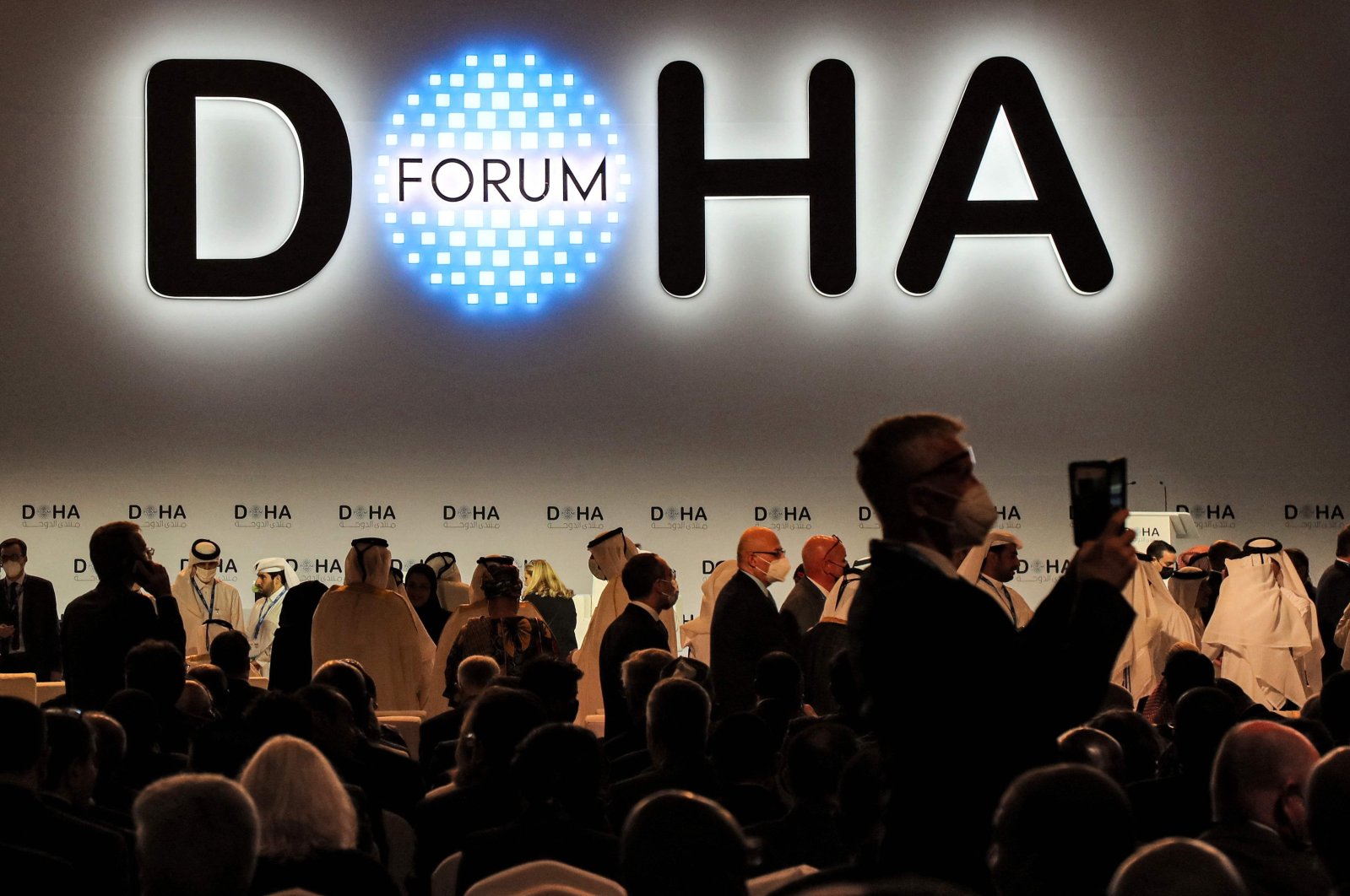 Delegates attend the Doha Forum in Doha, Qatar, March 26, 2022. (AFP Photo)