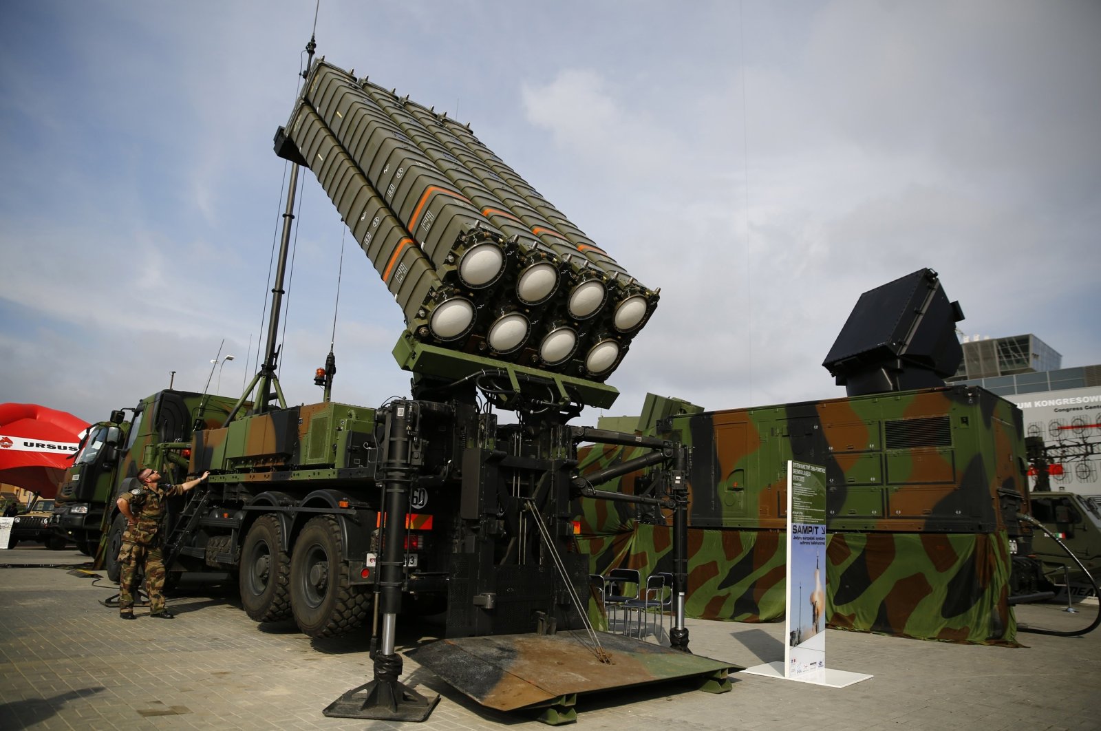 Soldiers present the anti-missile system SAMP/T by Thales at an international military fair in Kielce, southern Poland, Sept. 2, 2014. (Reuters Photo)