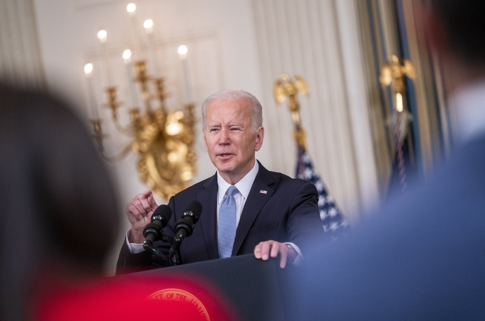 President Joe Biden delivers remarks on the March jobs report at the White House in Washington, D.C., U.S., April 1, 2022. (EPA Photo)