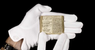 A handout picture obtained in London on Nov. 8, 2011, from Sotheby's Auction House shows an unpublished manuscript entitled "Young Men's Magazine, Number 2" by English author Charlotte Bronte. (AFP Photo)