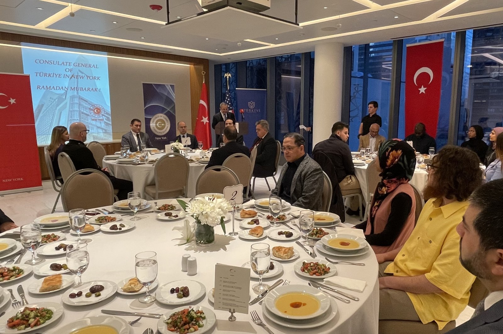 Turkey&#039;s Consulate General in New York welcomed the city&#039;s Muslim community for the first iftar at the Turkish House (Türkevi), New York, U.S., March 2, 2022. (AA Photo)