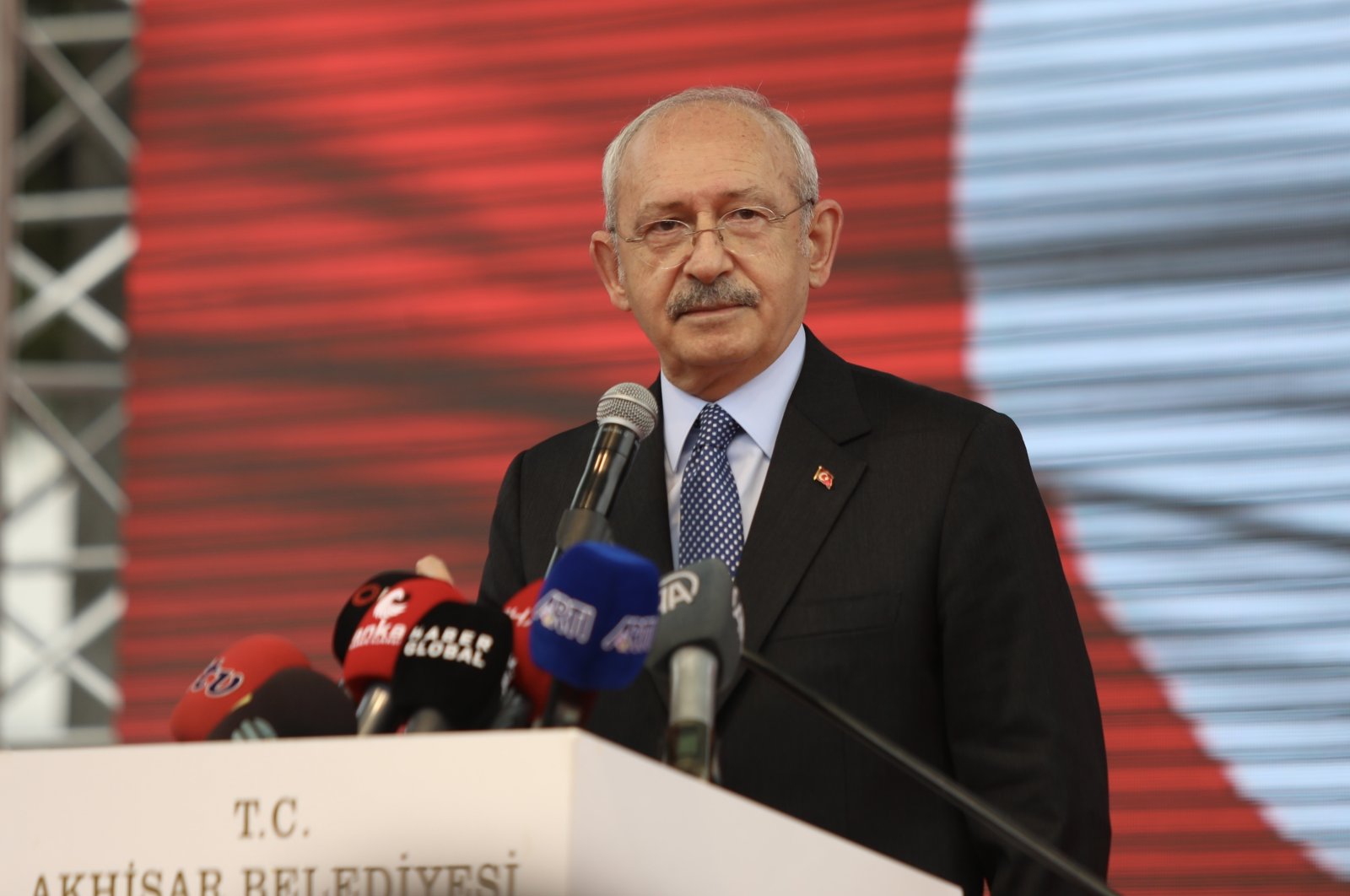 CHP leader Kemal Kılıçdaroğlu speaks at an event in Manisa, Turkey, March 31, 2022. (AA)
