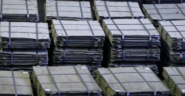 A view shows nickel sheets at Kola Mining and Metallurgical Company in the town of Monchegorsk in the Murmansk region, Russia, Feb. 25, 2021. (Reuters Photo)