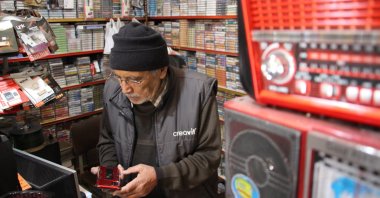 Eyüp Mermer in his shop at the bazaar in Bedesten Çarşısı, in Konya, Turkey, April 3, 2022. (AA Photo)