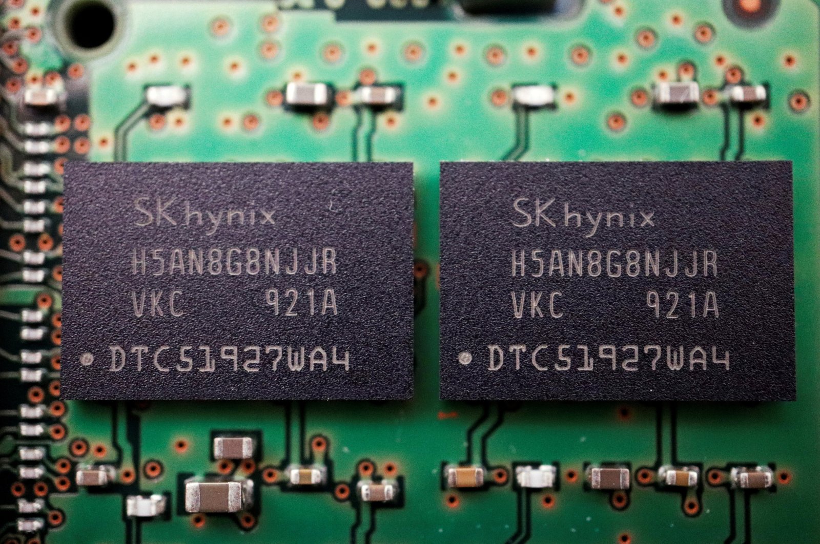 Memory chips by South Korean semiconductor supplier SK Hynix are seen on a circuit board of a computer in this illustration picture taken Feb. 25, 2022. (Reuters Photo)