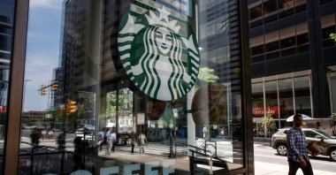 The Starbucks logo is seen outside a store in Philadelphia. U.S., May 29, 2018. (AFP Photo)