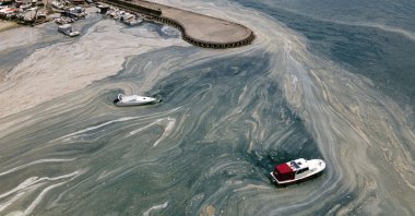 Boats are seen near the Caddebostan shore, on the Asian side of Istanbul, Turkey, June 7, 2021. (AP Photo)