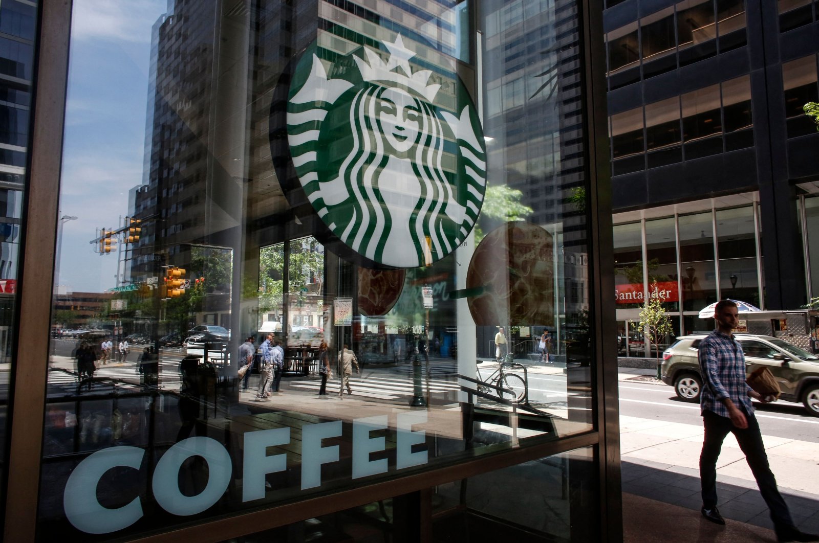 The Starbucks logo is seen outside a store in Philadelphia. U.S., May 29, 2018. (AFP Photo)
