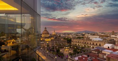 A restaurant overlooks panoramic view of the main Guadalajara square and Guadalajara Cathedral and city skyline, in Guadalajara, Jalisco, Mexico, Oct., 2021 (Shutterstock Photo)