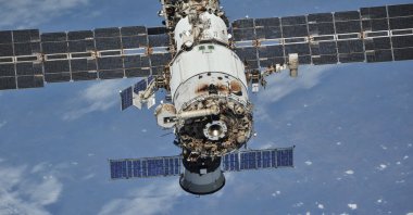 The International Space Station (ISS) photographed by Expedition 56 crew members from a Soyuz spacecraft after undocking, Oct. 4, 2018. (Reuters Photo)