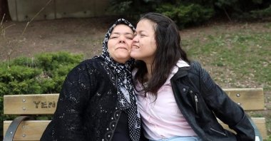 Kübra Çevik and her mother Fatma Çevik seen hugging, Ankara, Turkey, April 7, 2022. (AA Photo)