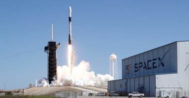 Axiom's four-man team lifts off, riding atop a SpaceX Falcon 9 rocket in the first private astronaut mission to the International Space Station, from NASA's Kennedy Space Center in Cape Canaveral, Florida, U.S., April 8, 2022. (Reuters Photo)