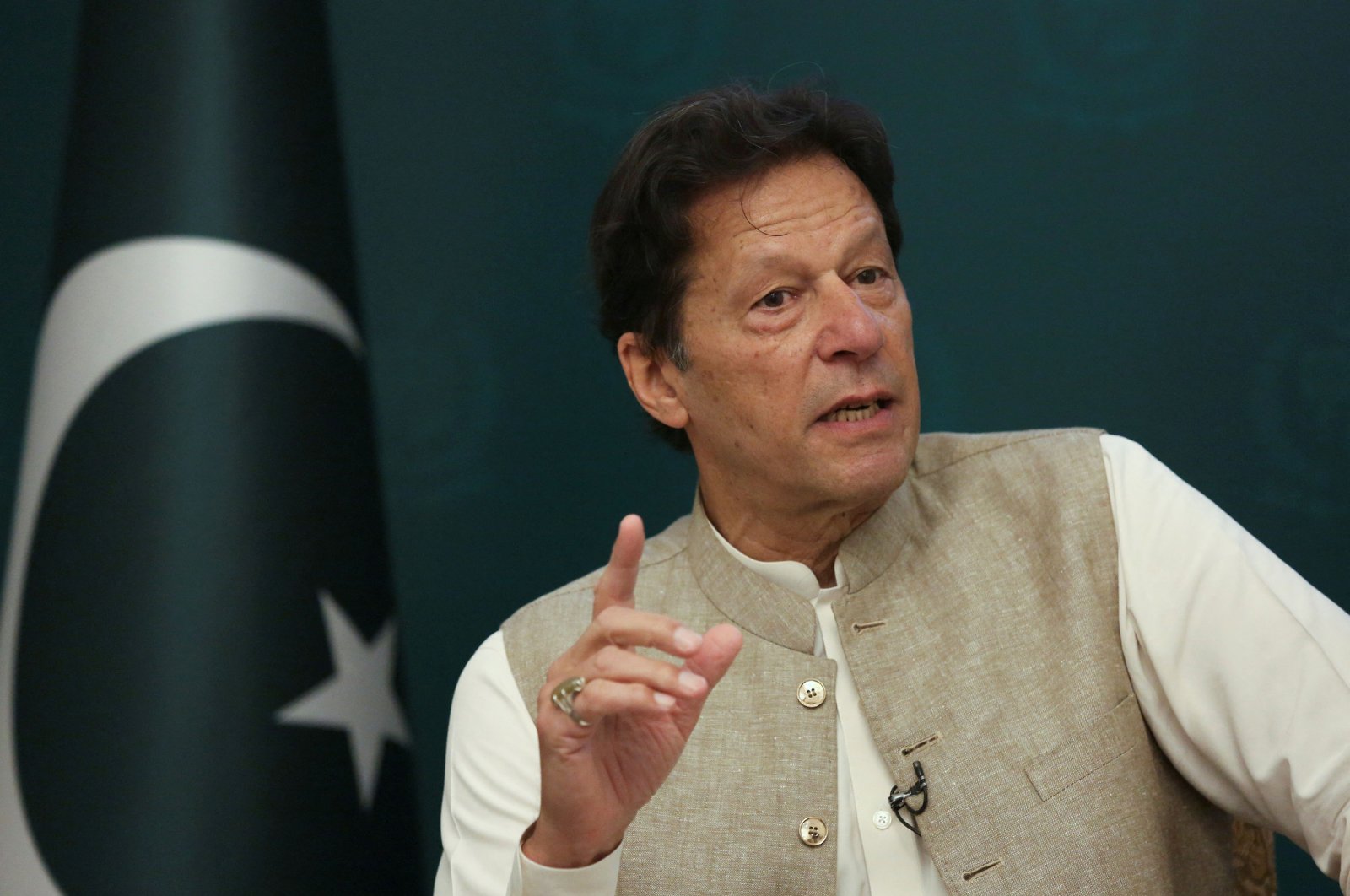 Pakistan&#039;s Prime Minister Imran Khan speaks during an interview with Reuters in Islamabad, Pakistan, June 4, 2021. (Reuters Photo)