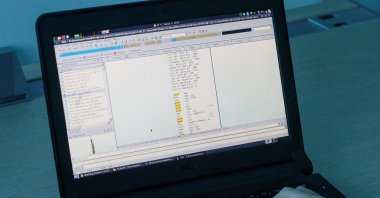 A view shows a laptop display showing part of a code, which is the component of Petya malware computer virus according to representatives of Ukrainian cyber security firm ISSP, at the firm&#039;s office in Kiev, Ukraine, July 4, 2017. (Reuters Photo)